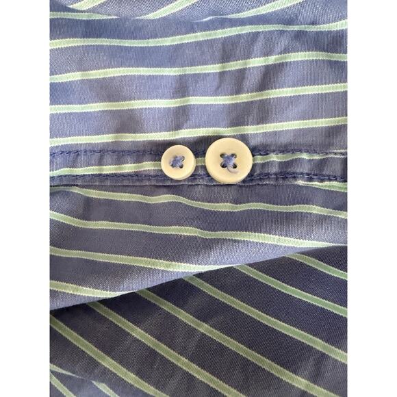 Abercrombie & Fitch Y2K Shirt Mens L Blue Stripe Button Down Preppy Moose Logo - Picture 7 of 12